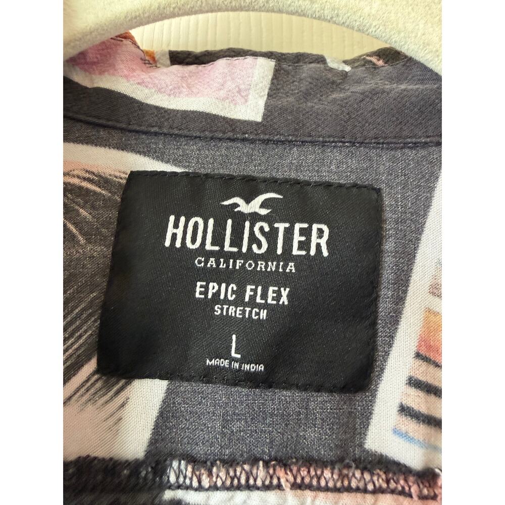Hollister California Men's Large Epic Flex Button-Up Short Sleeve Cali Photos - Picture 7 of 11